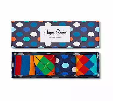 HAPPY SOCKS, Herren Geschenkset Socken BIG DOTS 4er Pkg blue