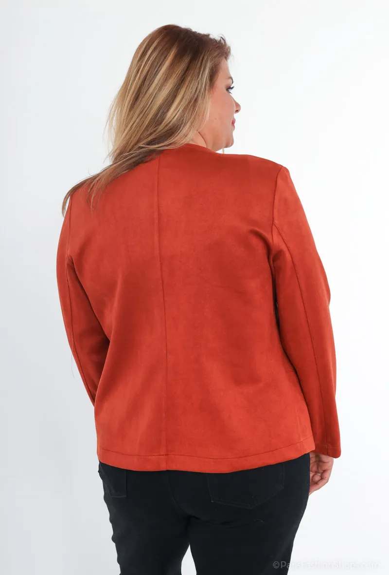 Jacke in Wildlederoptik mit Taschenreißverschluss