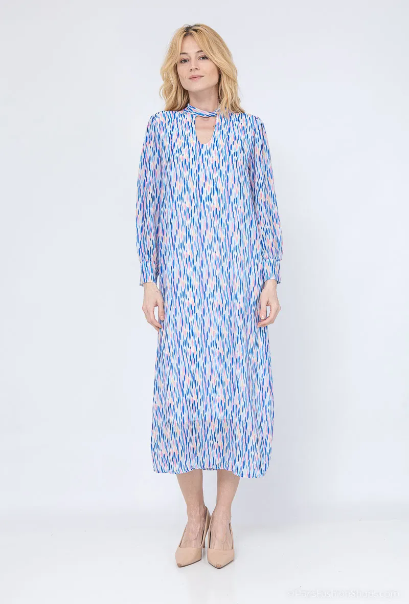 Langes bedrucktes Kleid, lange Ärmel